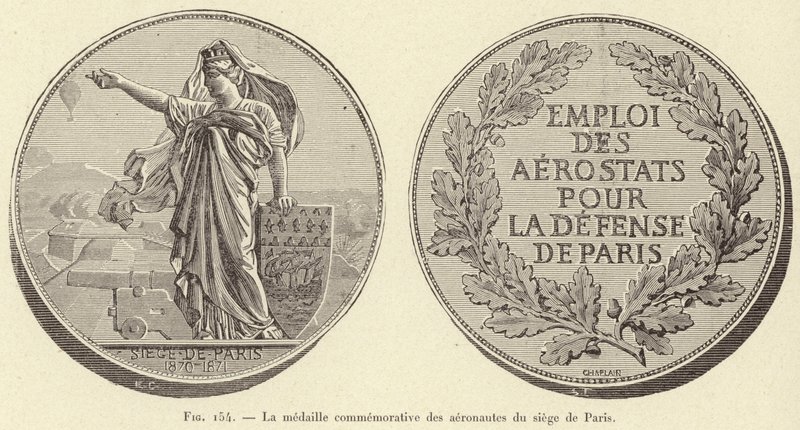 Die Gedenkmedaille der Aeronauten der Belagerung von Paris von French School