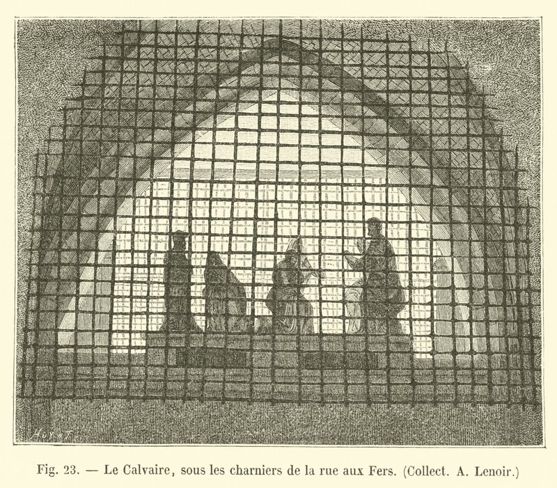 Das Kalvarienberg, unter den Beinhäusern der Rue aux Fers, Sammlung A. Lenoir von French School