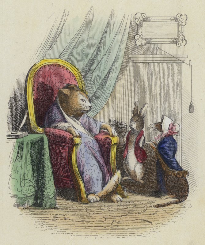 Die Katze, das Wiesel und das kleine Kaninchen von French School