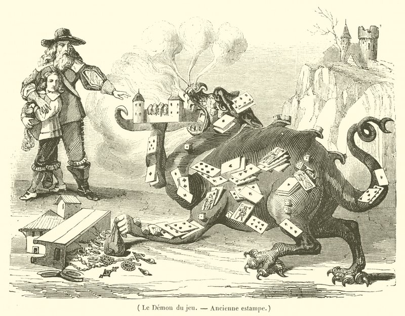 Der Dämon des Spiels (Gravur) von French School