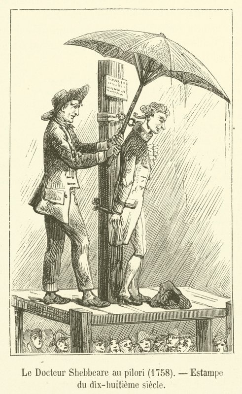 Dr. Shebbeare am Pranger, 1758, Stich aus dem achtzehnten Jahrhundert von French School