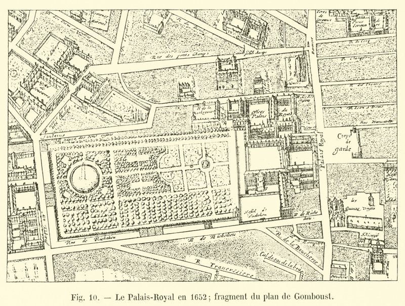 Der Palais-Royal im Jahr 1652, Fragment des Plans von Gomboust von French School