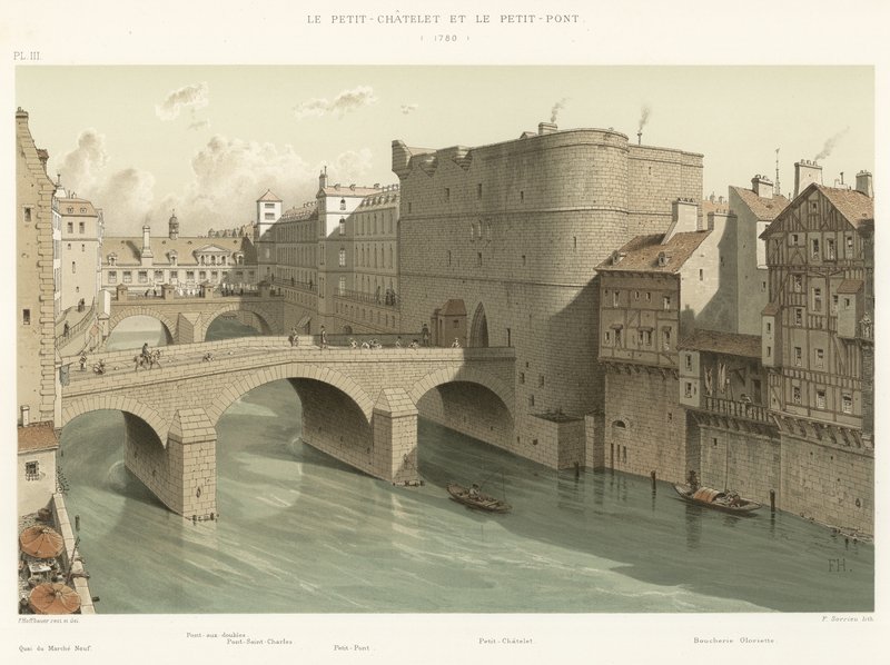 Das Petit-Châtelet und die Petit-Pont, 1780 von French School