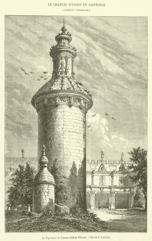 Der Taubenschlag des alten Schlosses von Usson (Stich) von French School