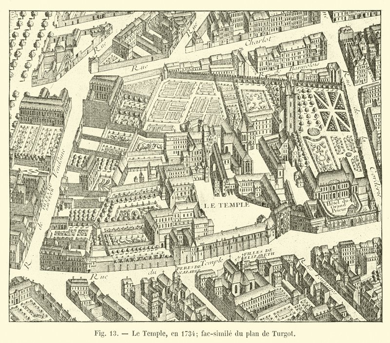 Der Tempel, 1734 (Faksimile des Plans von Turgot) von French School