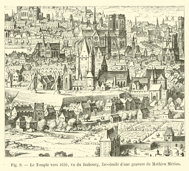 Der Tempel um 1620, gesehen vom Vorort (Faksimile einer Gravur von Mathieu Merian) von French School