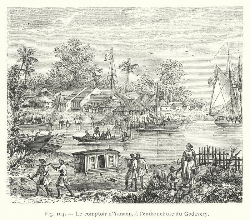 Der Handelsposten von Yanaon, an der Mündung des Godavery (Stich) von French School