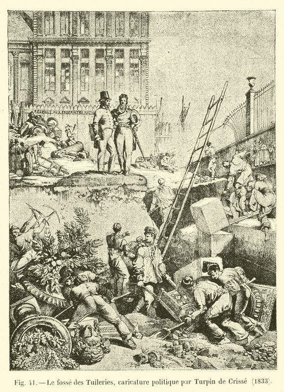 Der Graben der Tuilerien, politische Karikatur von Turpin de Crissé, 1833 von French School