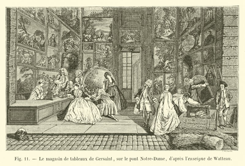 Das Gemäldegeschäft von Gersaint, auf der Pont Notre-Dame, nach dem Schild von Watteau von French School