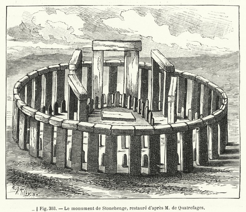 Das Monument von Stonehenge, restauriert nach M. de Quatrefages von French School