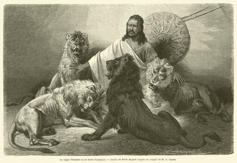 Der Negus Theodor II. in Audienzkleidung (Gravur) von French School