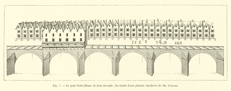 Pont Notre-Dame von Jean Joconde, Faksimile einer unvollendeten Platte von Du Cerceau von French School