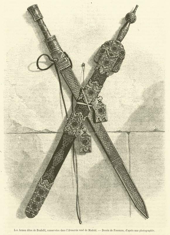Die sogenannten Waffen von Boabdil, aufbewahrt in der Armeria real in Madrid von French School