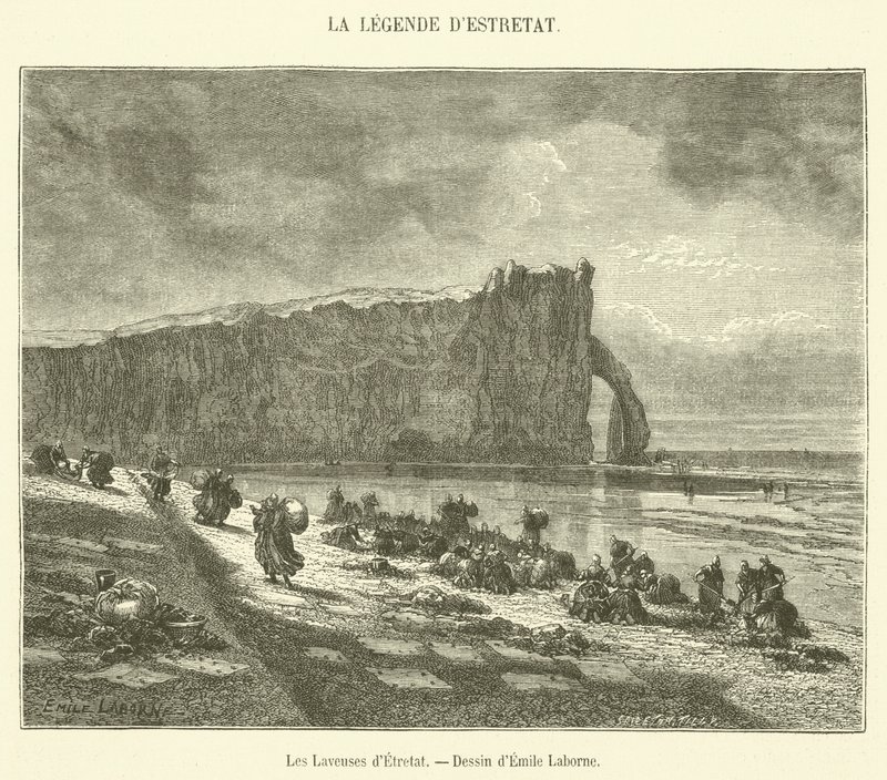 Die Wäscherinnen von Etretat (Stich) von French School
