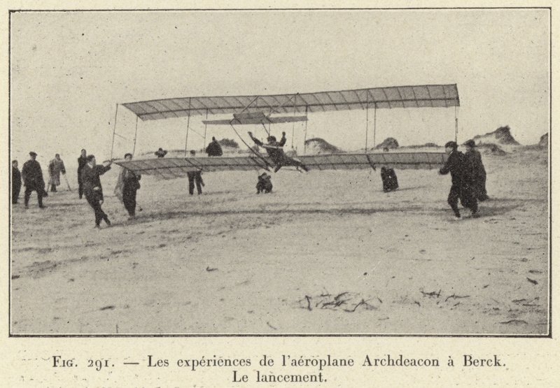 Die Experimente des Flugzeugs Archdeacon in Berck, Der Start von French School