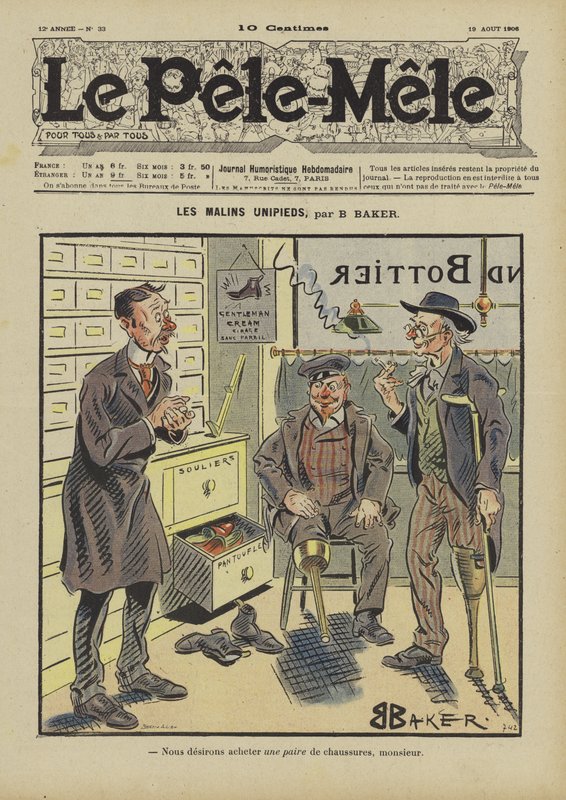 Les malins unipieds. Illustration für Le Pele-Mele von French School