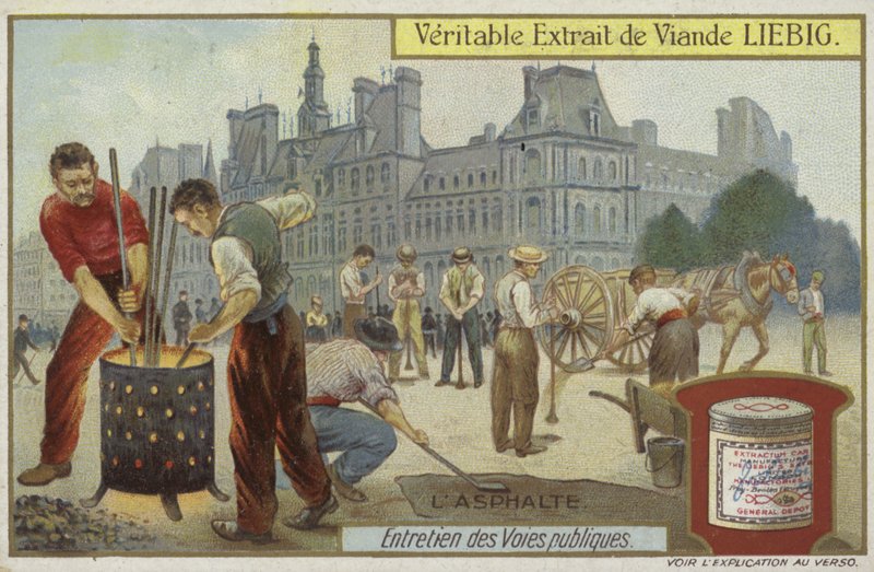Liebig-Karte mit Straßeninstandhaltung von French School