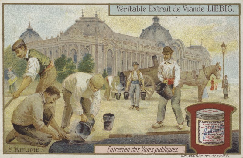 Liebig-Karte mit Straßeninstandhaltung von French School