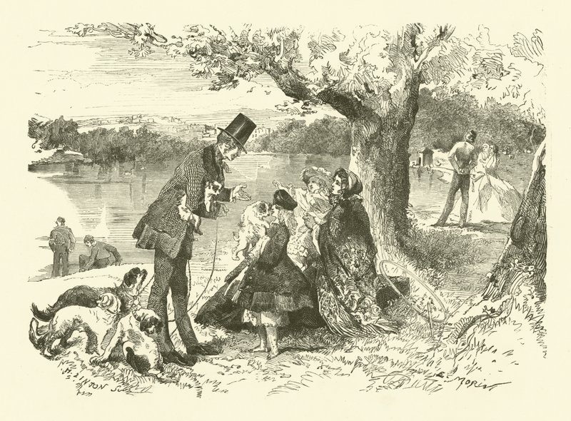 Leben in England: Hundeverkäufer im Hyde Park (Gravur) von French School