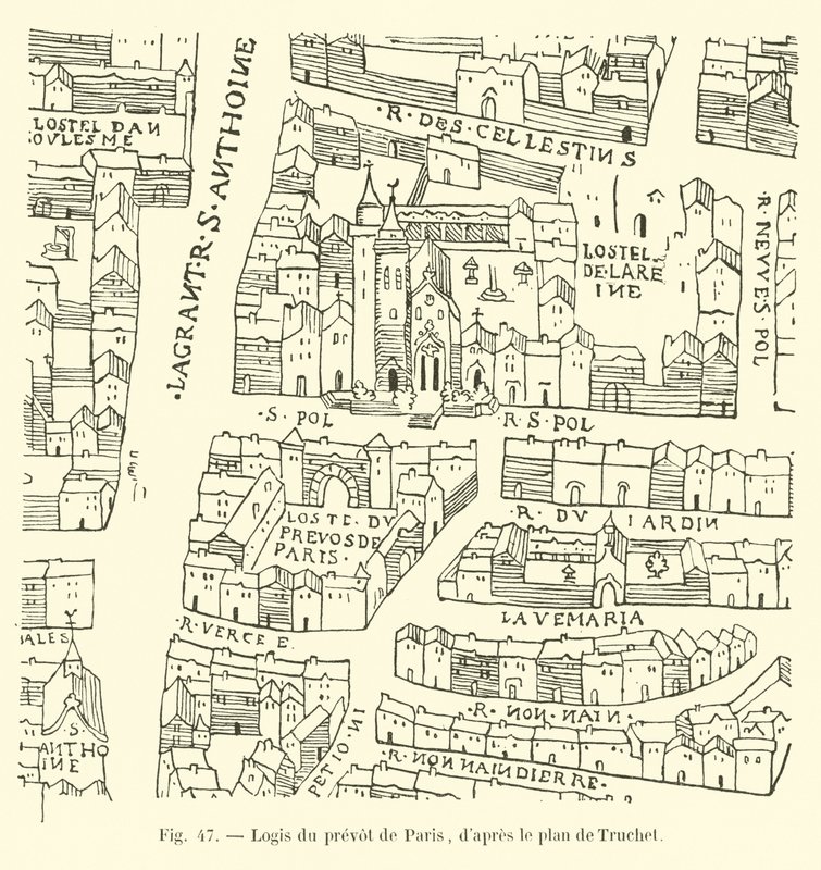 Wohnsitz des Prévôt von Paris, nach dem Plan von Truchet von French School