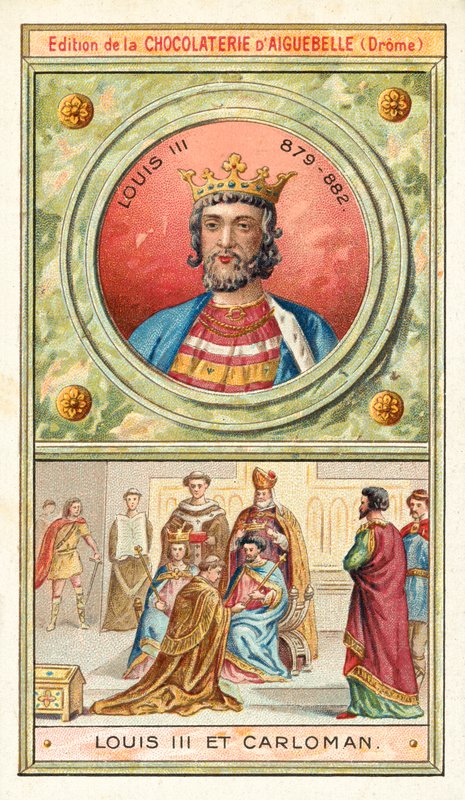 Ludwig III. und sein jüngerer Bruder Karlmann II., gemeinsame Könige von Frankreich, 9. Jahrhundert von French School