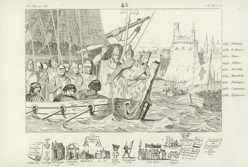 Ludwig IX. von Frankreich führt den Angriff auf Damiette, Ägypten, 7. Kreuzzug, 1249 von French School