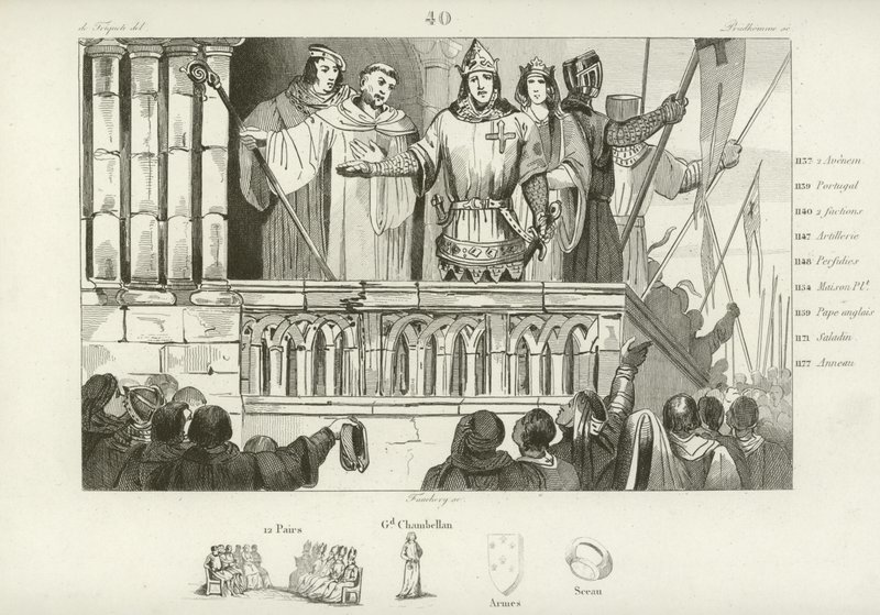 Ludwig VII. von Frankreich sammelt Unterstützung für den Zweiten Kreuzzug, ca. 1147 von French School