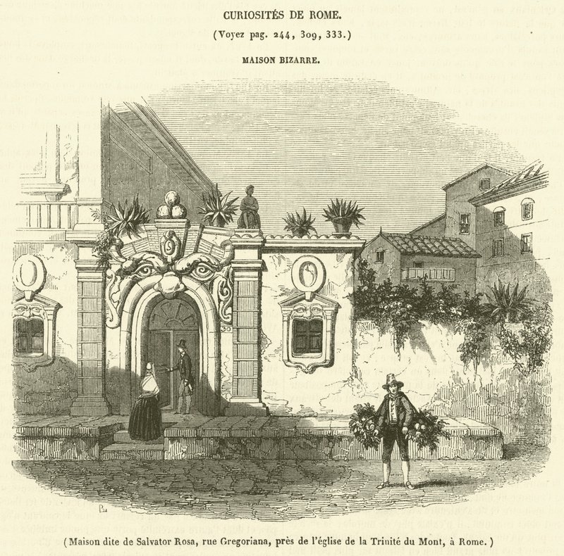 Haus genannt Salvator Rosa, Rue Gregoriana, nahe der Kirche Trinità dei Monti, in Rom von French School