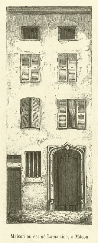Haus, in dem Lamartine geboren wurde, in Macon (Gravur) von French School