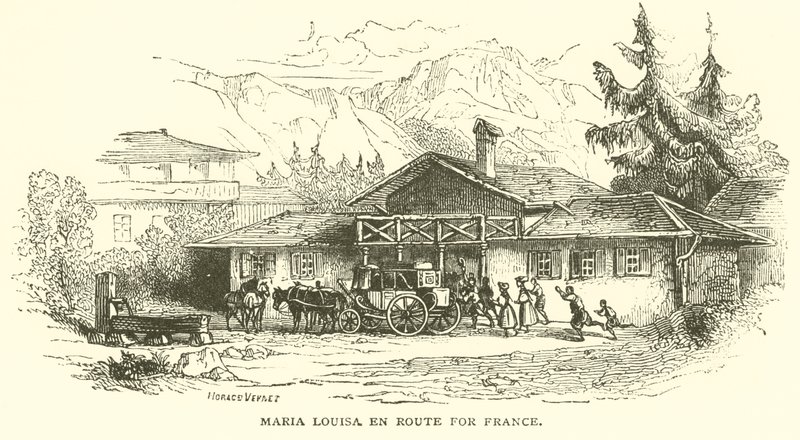 Maria Louisa auf dem Weg nach Frankreich (Stich) von French School