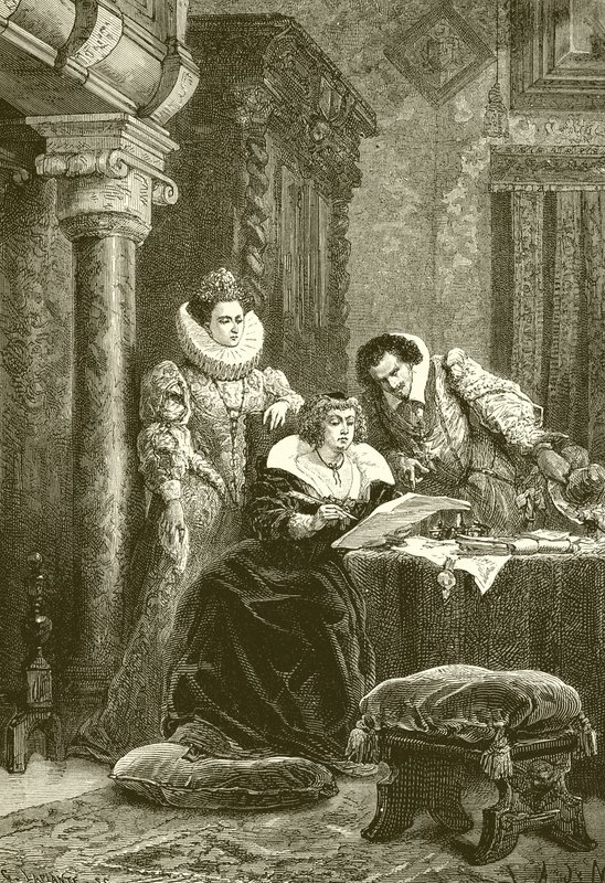 Maria de Medici, Concini und Leonara Galigai von French School