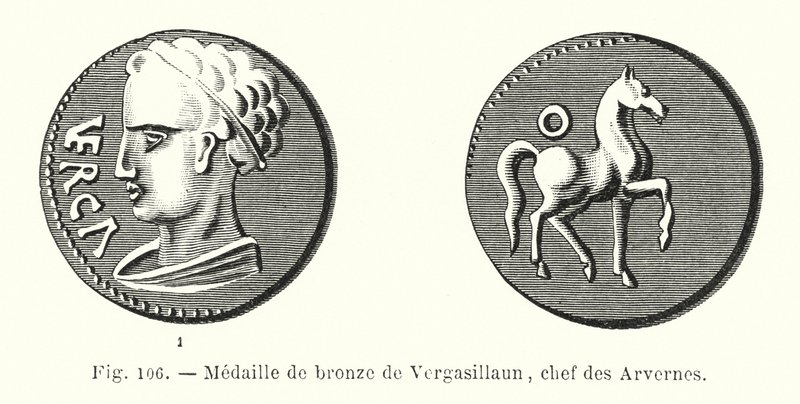 Bronzemedaille von Vergasillaun, Häuptling der Arverner von French School