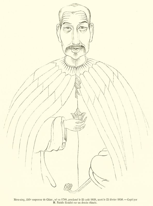 Mien-ning, 241. Kaiser von China, geboren 1780, proklamiert am 25. August 1820, gestorben am 25. Februar 1850 von French School