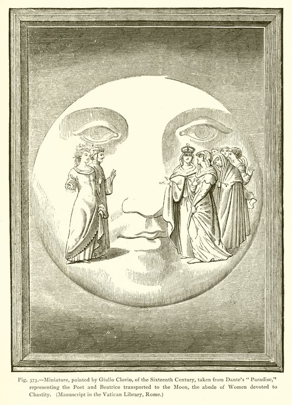 Miniatur, gemalt von Giulio Clovio, des sechzehnten Jahrhunderts, aus Dantes Paradies von French School