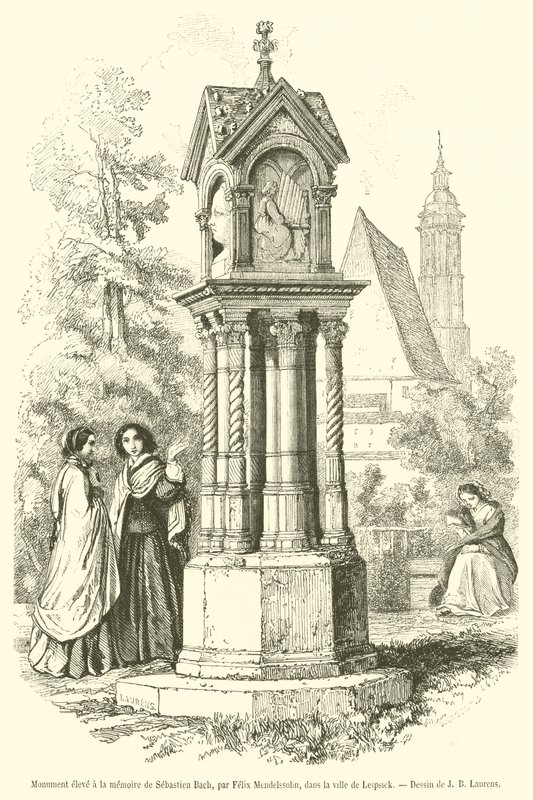 Denkmal errichtet zum Gedenken an Sebastian Bach (Gravur) von French School