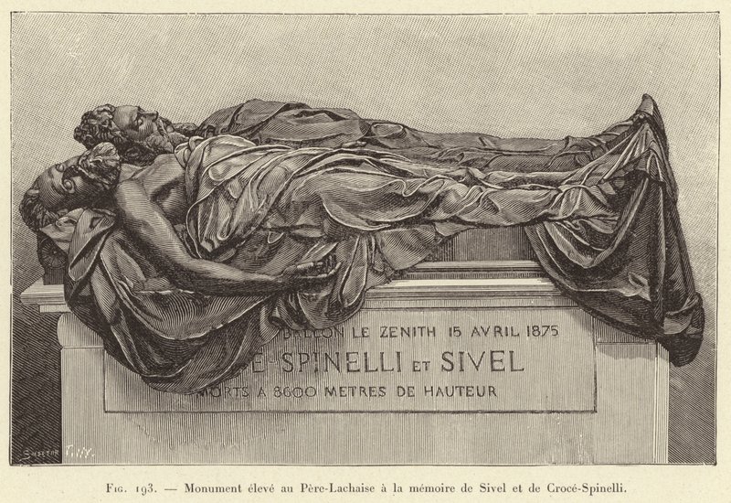 Denkmal auf dem Père-Lachaise zur Erinnerung an Sivel und Croce-Spinelli von French School