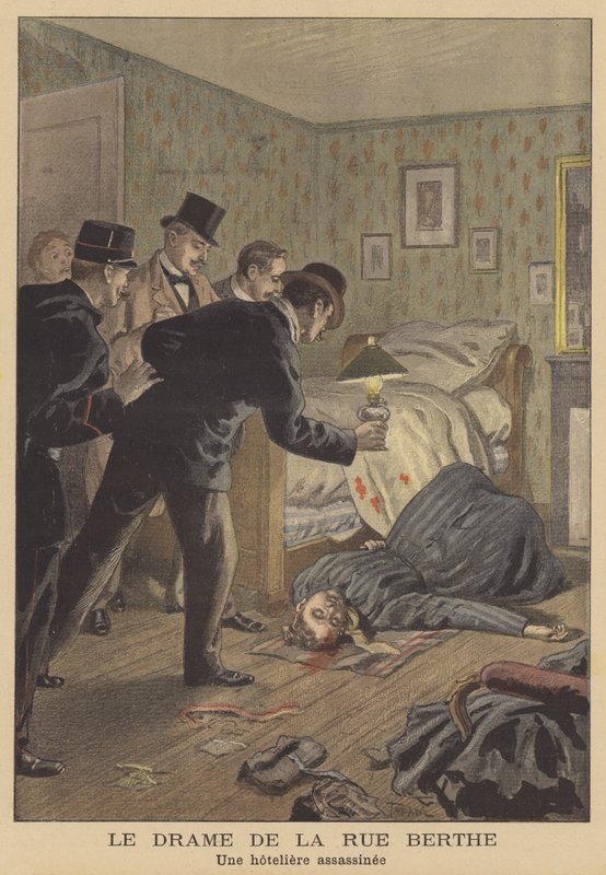 Mord an einem Hotelbesitzer in der Rue Berthe, Paris von French School
