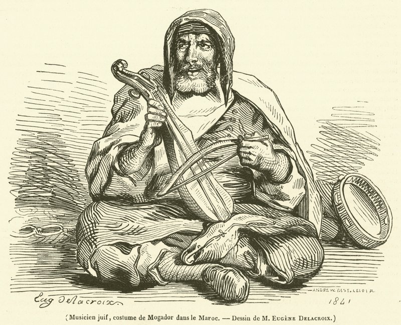 Jüdischer Musiker, Kostüm aus Mogador in Marokko von French School