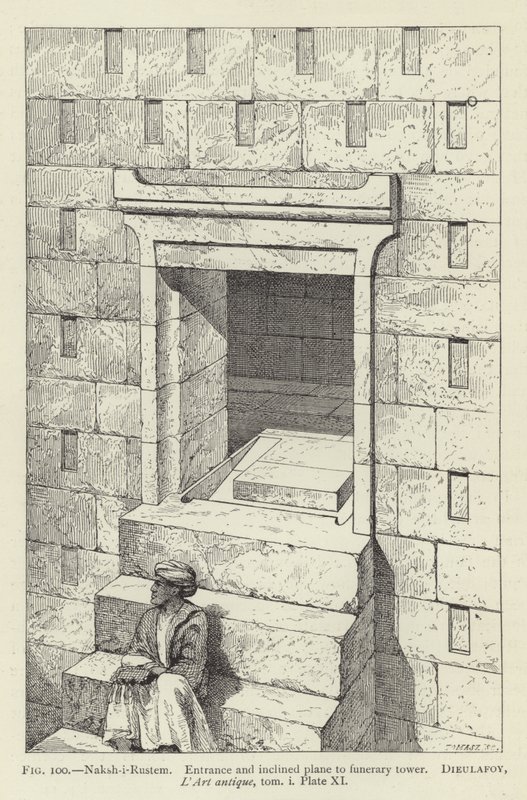 Naksh-i-Rustem, Eingang und geneigte Ebene zum Begräbnisturm von French School