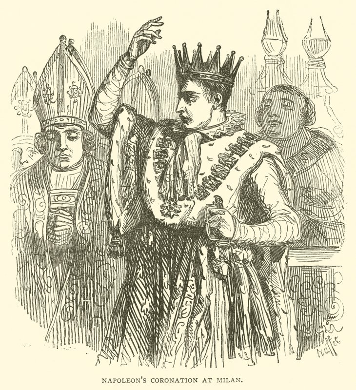 Napoleons Krönung in Mailand (Gravur) von French School