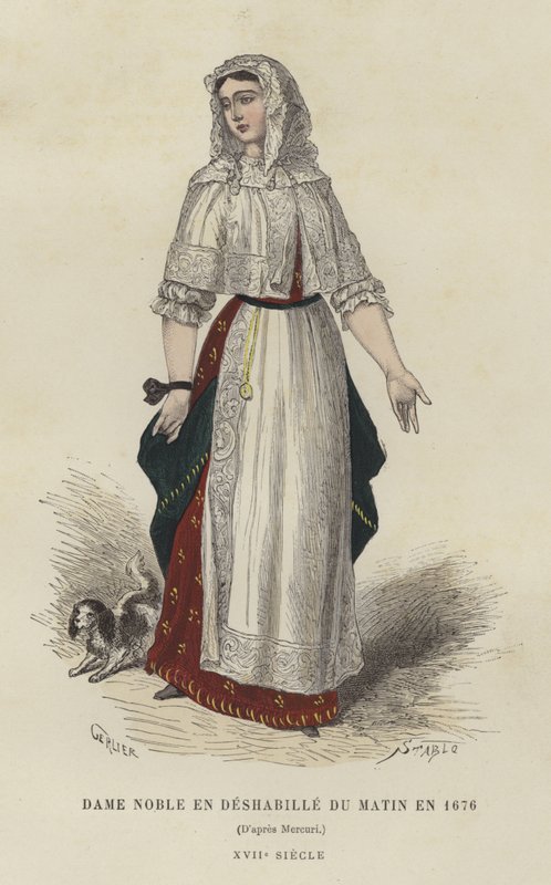 Edelfrau im Morgenkleid, 1676 von French School