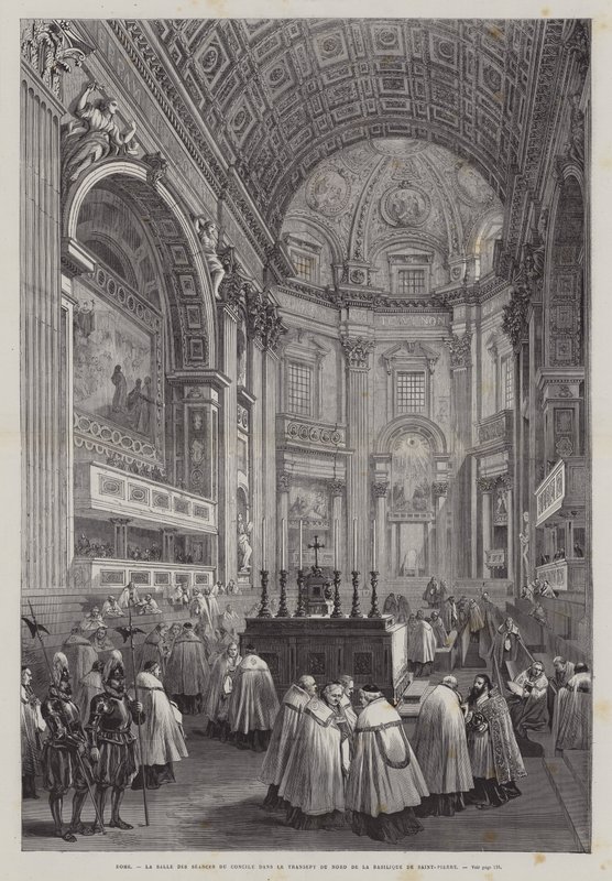 Nordquerhaus des Petersdoms, Vatikanstadt, Rom, Italien (Stich) von French School