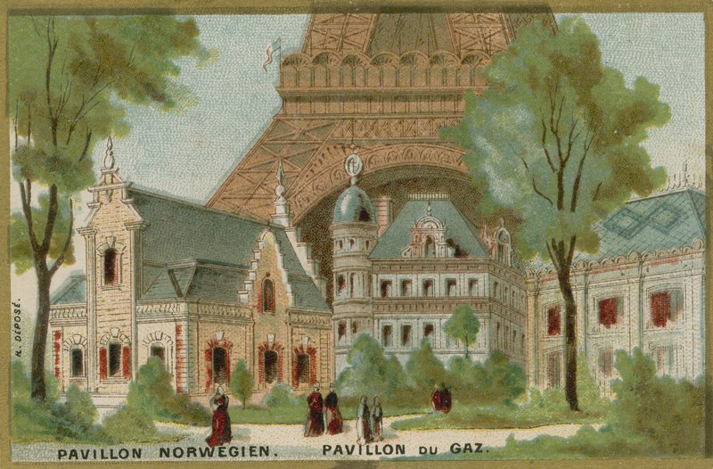 Norwegischer und Gas-Pavillon auf der Pariser Weltausstellung von French School