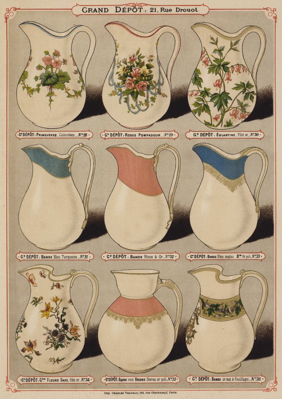 Seite aus dem Katalog des Grand Depot de Porcelaines, Faiences et Verreries von French School