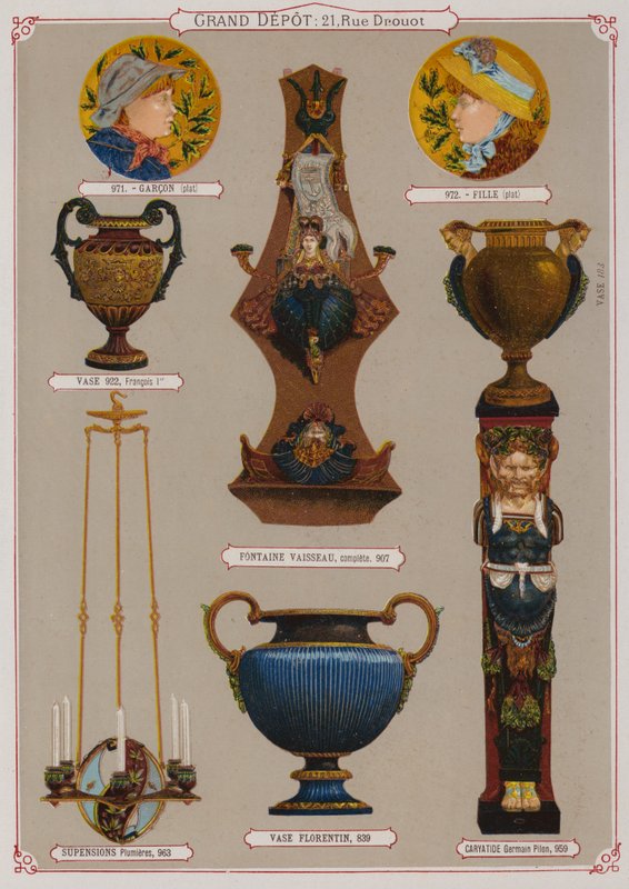 Seite aus dem Katalog des Grand Depot de Porcelaines, Faiences et Verreries von French School