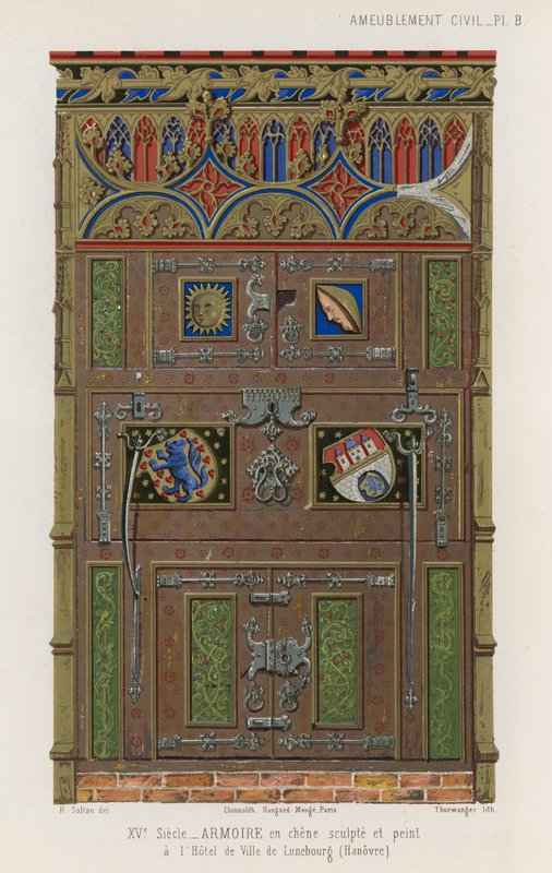 Bemalter Eichenschrank im Rathaus von Lüneburg von French School