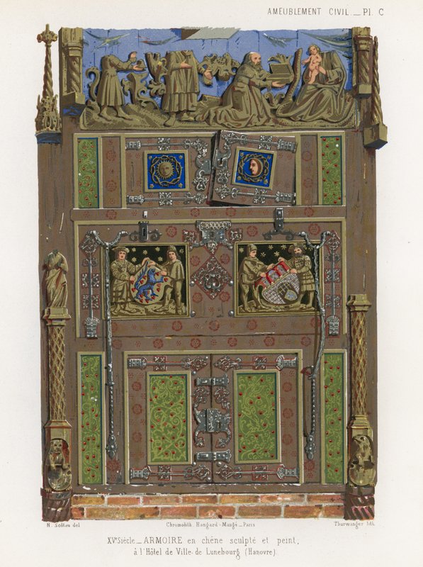 Bemalter Eichenschrank im Rathaus von Lüneburg von French School