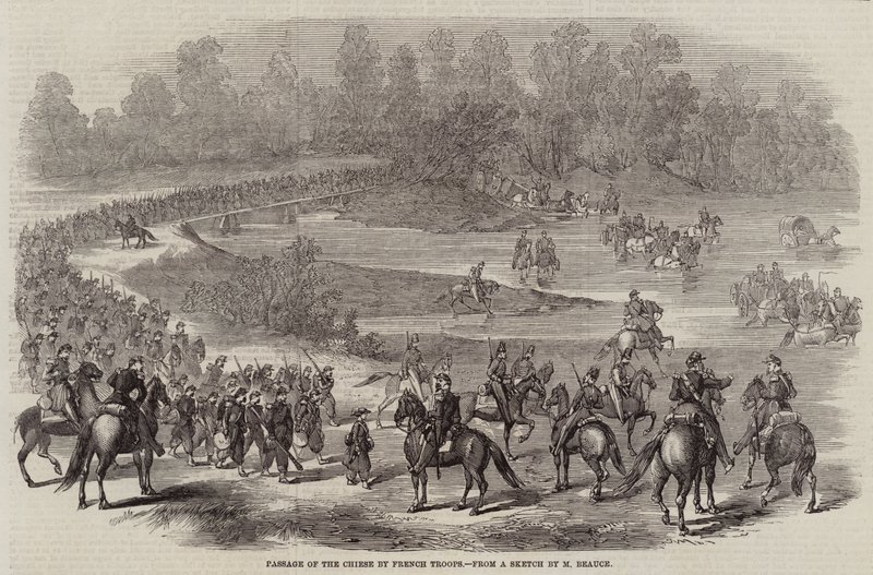 Übergang der Chiese durch französische Truppen (Stich) von French School