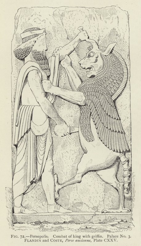 Persepolis, Kampf des Königs mit einem Greif, Palast Nr. 3 von French School