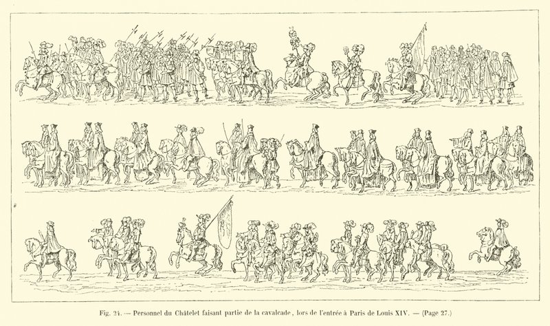Personal des Châtelet als Teil des Festzugs bei der Einfahrt von Ludwig XIV. nach Paris von French School